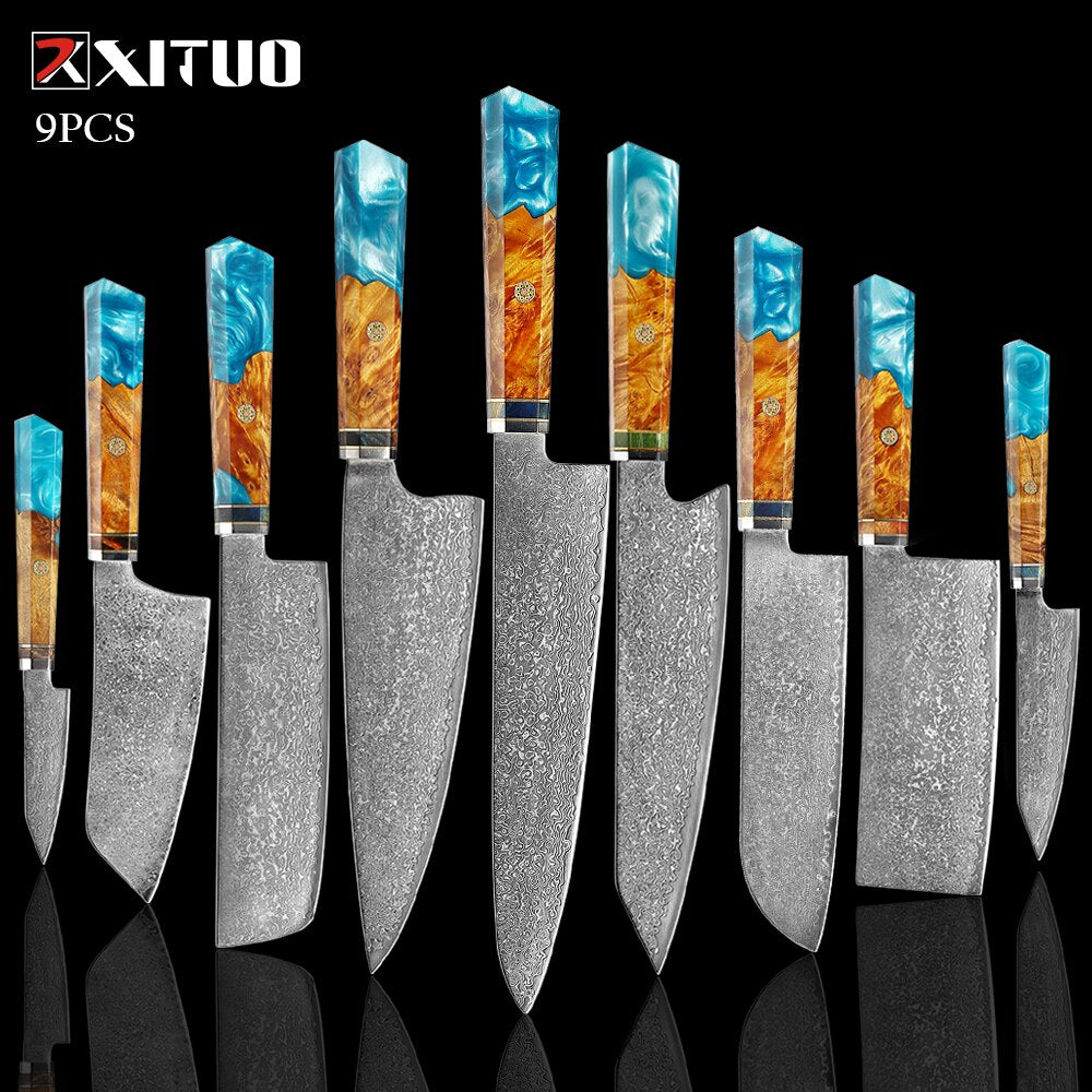 Damascus Steel Japanese Knife Set - KingCutlery