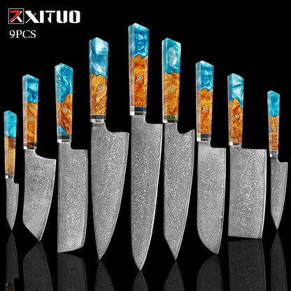 Damascus Steel Japanese Knife Set - KingCutlery
