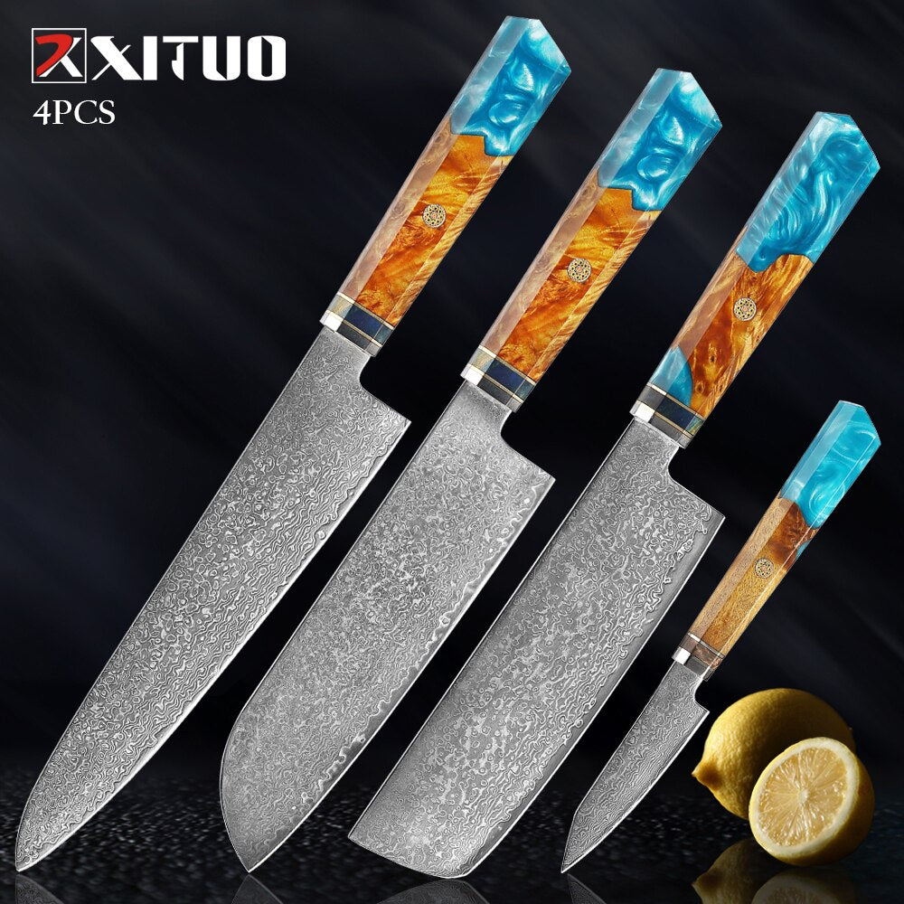 Damascus Steel Japanese Knife Set - KingCutlery