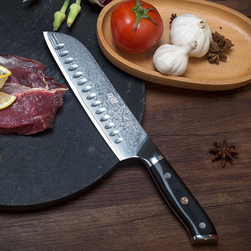 Damascus 7 Inch Santoku Knife Western Style Chef  Knife - KingCutlery
