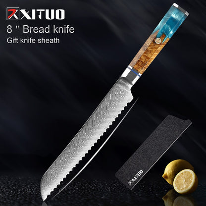 1-9Pcs Damascus Chef Knife Set - KingCutlery