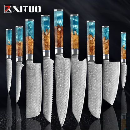 1-9Pcs Damascus Chef Knife Set - KingCutlery