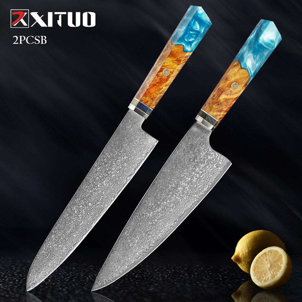 Damascus Steel Japanese Knife Set - KingCutlery