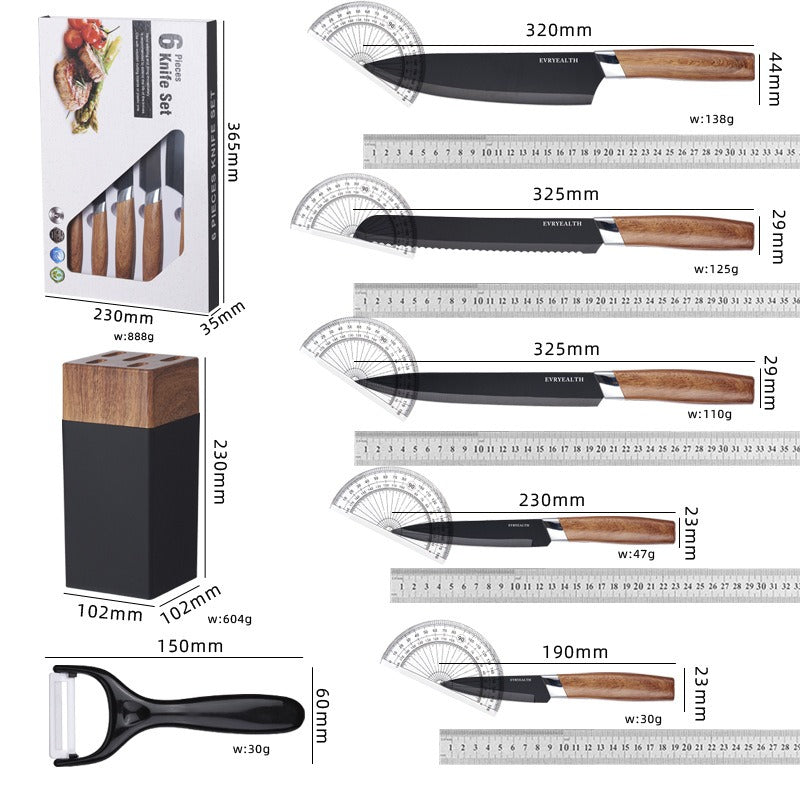 Black Stainless Steel Six-Piece Set - KingCutlery