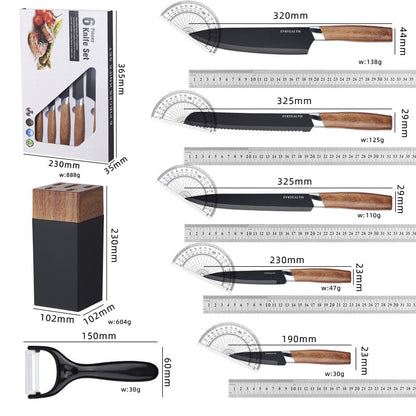 Black Stainless Steel Six-Piece Set - KingCutlery