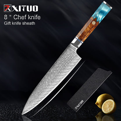 1-9Pcs Damascus Chef Knife Set - KingCutlery