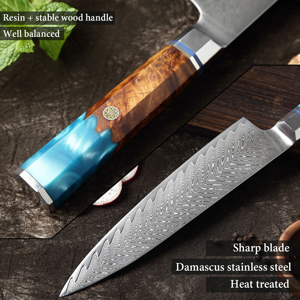 1-9Pcs Damascus Chef Knife Set - KingCutlery