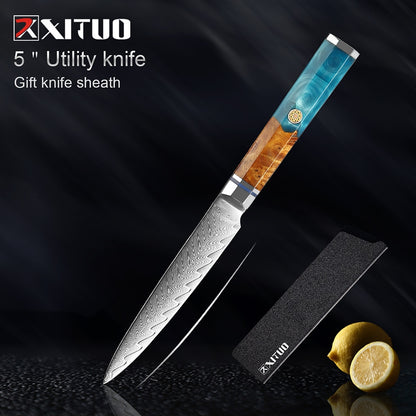 1-9Pcs Damascus Chef Knife Set - KingCutlery