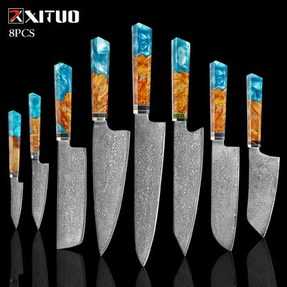 Damascus Steel Japanese Knife Set - KingCutlery