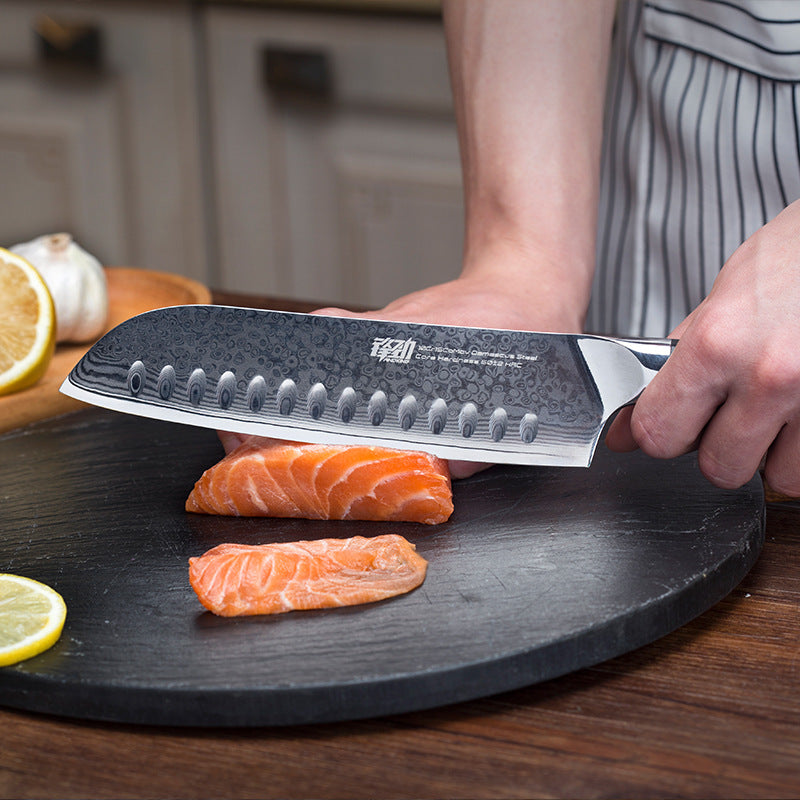 Damascus 7 Inch Santoku Knife Western Style Chef  Knife - KingCutlery