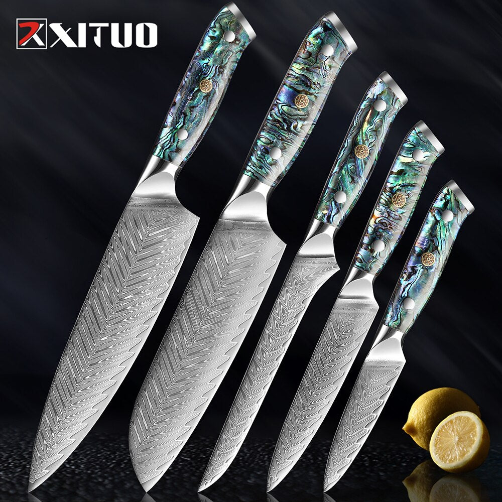 Damascus Steel Japanese Santoku Knives - KingCutlery