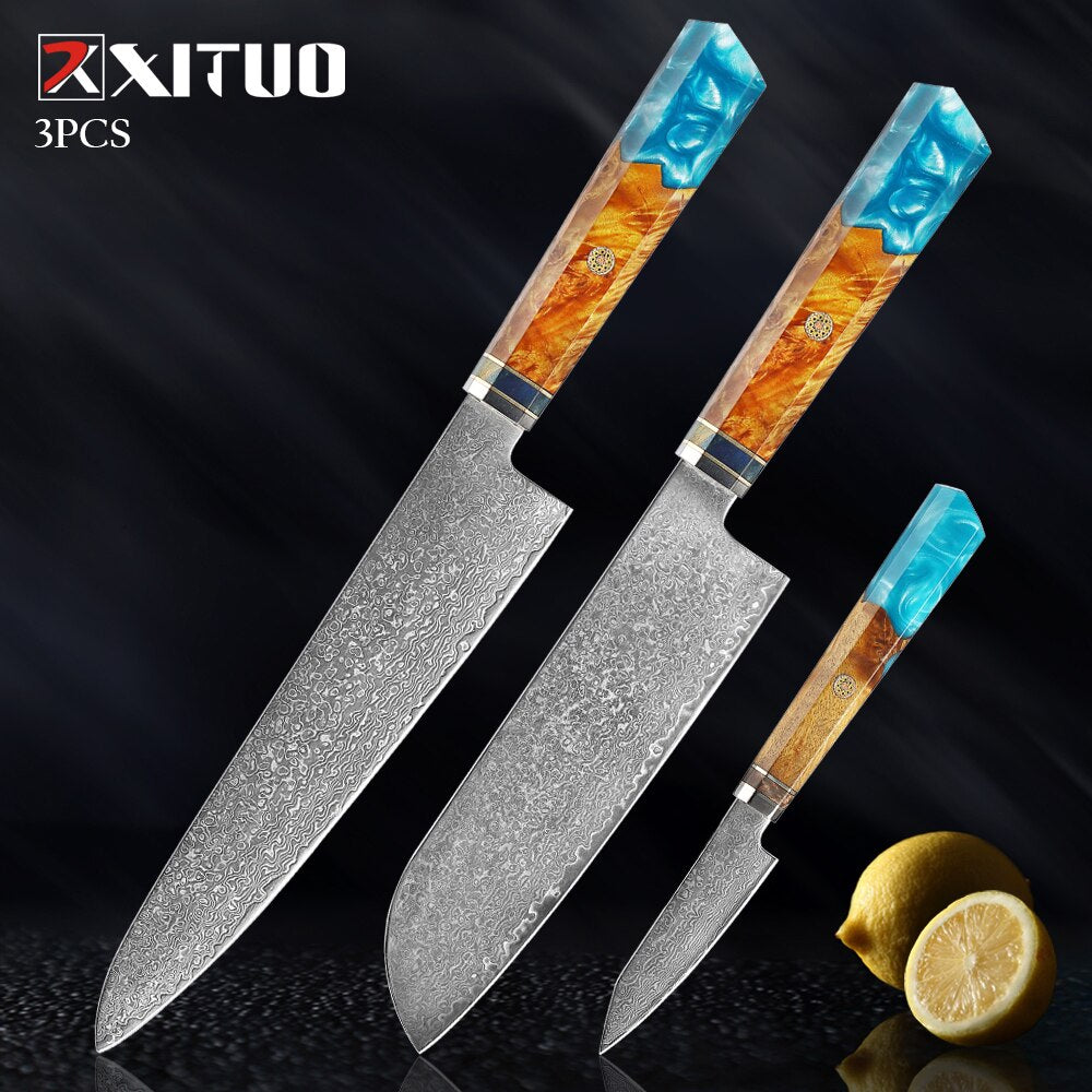 Damascus Steel Japanese Knife Set - KingCutlery