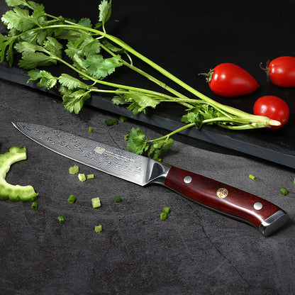 Damascus 5-Inch  Red Sandalwood Handle Fruit Knife - KingCutlery