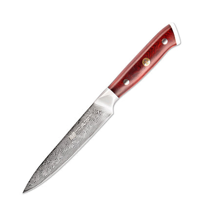 Damascus 5-Inch  Red Sandalwood Handle Fruit Knife - KingCutlery