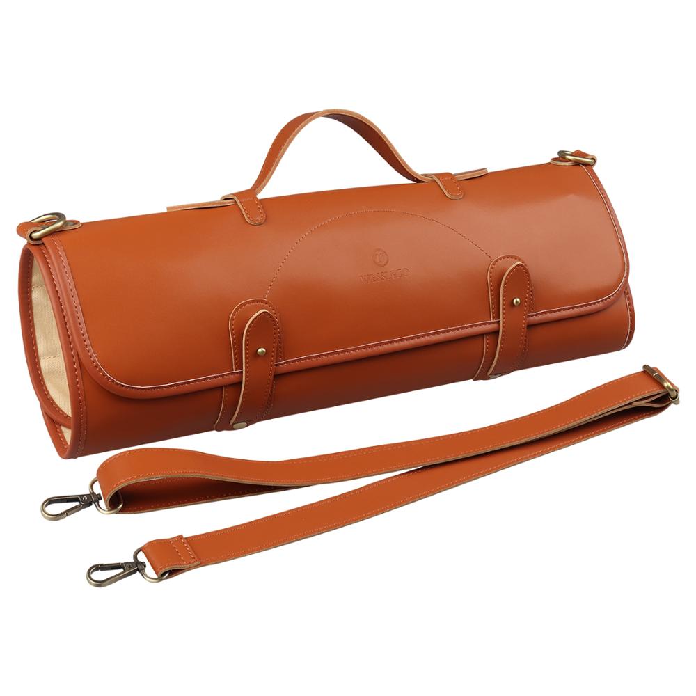 Kitchen Chef Knife Bag Roll Bag Synthetic Leather Knife Carrying Storage Case with 10 Pockets - KingCutlery